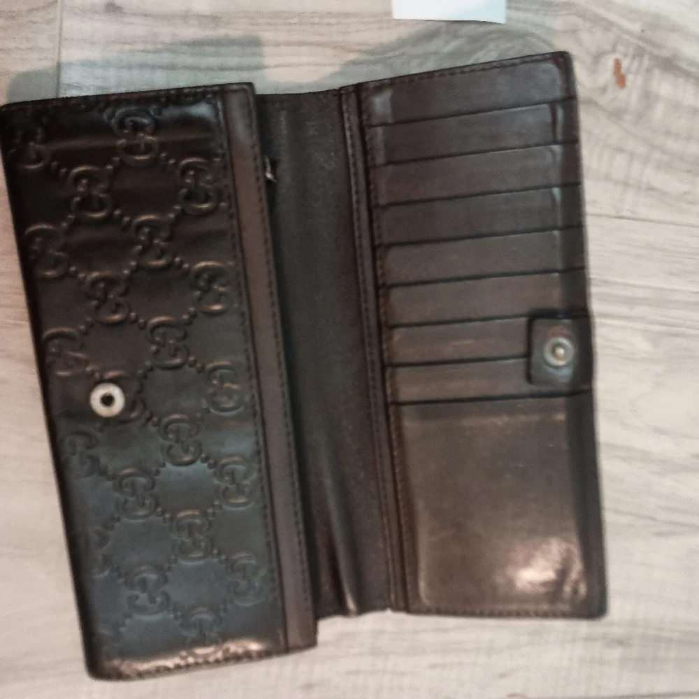 Bi-fold long wallet Hook Brown leather - Picture 5 of 11
